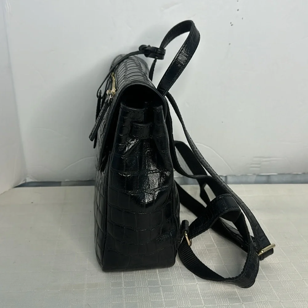 Ashwood Cheltenham Croc Collection mini backpack in black